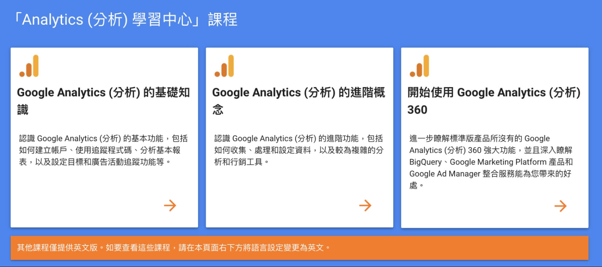 Google所提供的 Google Analytics (分析)課程 